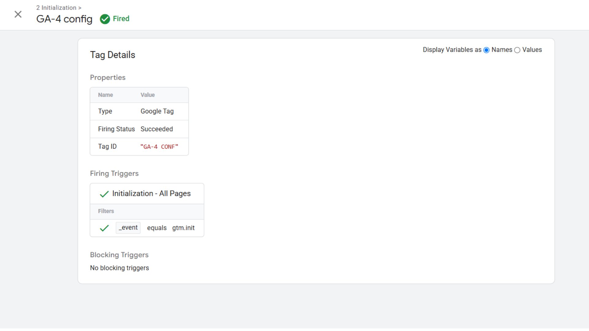 5. In GTM Preview, confirm the tag is no longer listed under Tags Not Fired due to required additional consent.
